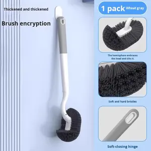 Cepillo de limpieza para inodoro de mango largo montado en la pared con cabezal de cerdas curvadas, de plástico ecológico, limpiador de baño con soporte para inodoro tipo squat - Product Image 2