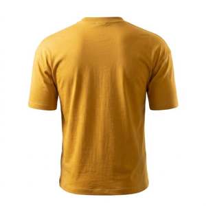 เสื้อยืดโอเวอร์ไซส์สีเหลืองมัสตาร์ดสำหรับผู้ชาย ผ้าคอตตอนหนา 220-280 GSM ทรงหลวม ไหล่ตก คอกลม แขนสั้น สไตล์สตรีทแวร์ - Product Image 3