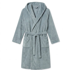 Bata de Baño para Hombre de Forro Polar Suave 100% Algodón, Transpirable, de Secado Rápido, con Cuello Alto, para Uso en Casa, Salón, Hotel, Spa, Ducha, Invierno, Interior, Larga - Product Image 1