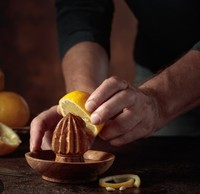 Presse-agrumes manuel en bois naturel avec bol, pour citron et orange, outil d'extraction de jus, vente en gros