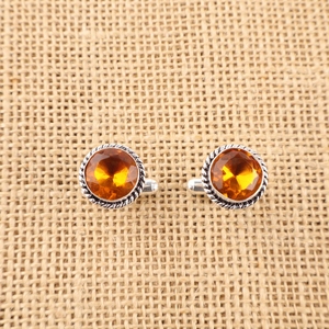 Boutons de manchette élégants faits à la main en citrine jaune, sertis dans de l'argent sterling 925, bijoux pour femmes et filles. - Product Image 1