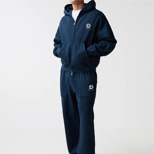 Nouveauté : Survêtements d'hiver à capuche pour hommes, décontractés, surdimensionnés, avec fermeture éclair, haute qualité, 100% coton, logo personnalisé, vente en gros - Product Image 3