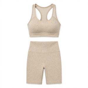 Conjunto de sujetador deportivo personalizado para mujer, sin aros, transpirable, sin costuras, de 2 piezas, deportivo, para todas las estaciones, lavable a máquina - Product Image 1