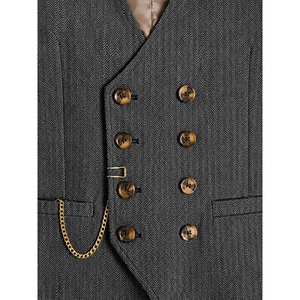 Chaleco de Tweed Cruzado Personalizado para Hombre, Chaleco Premium con Diseño Espigado, Chaleco de Traje Clásico para Bodas y Eventos Formales - Product Image 2