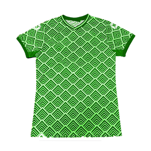 Camiseta de Manga Corta con Cuello Redondo y Estampado Geométrico Verde para Hombre, Corte Regular, Tejido de Punto, 100% Poliéster, Transpirable, Estilo Casual - Product Image 1