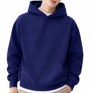 เสื้อฮู้ดผู้ชายแบบสวมหัว ผ้าฝ้ายฟลีซเรียบง่าย สวมใส่สบาย เนื้อผ้านุ่ม อุ่น มีกระเป๋าจิงโจ้ - Product Image 1