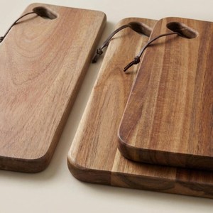 Tabla de cortar de madera de acacia rústica con asa, juego de tablas de servir para cocina, tabla de embutidos y pan. - Product Image 1