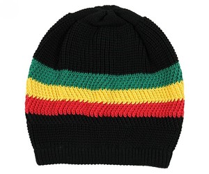 Hand Knitted Beanie Hat With Contrast Color Blocking Design Acrylic <b>Winter</b> <b>Cap</b> Unisex Adult 56-58CM Casual Style - Product Image 3