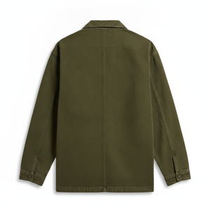 Chaqueta Utilitaria de Mezclilla Verde Oliva para Hombre de Outpost Supply Co, Corte Regular, Color Sólido, Cierre de Cremallera, Decoración con Parches, Ropa de Otoño - Product Image 4