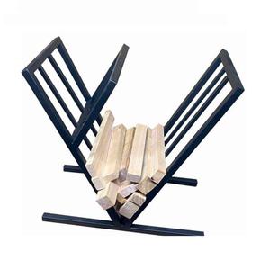 Support à bûches robuste en fer forgé, fait main, pour foyer extérieur, rangement de bûches, taille et forme personnalisables - Product Image 1