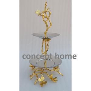 Bandeja Decorativa Elegante con Diseño de Mariposa, Bandeja Redonda de 2 Niveles de Acero Inoxidable para Comida, Chocolate, Frutas, Pasteles, Postres y Pan - Product Image 5