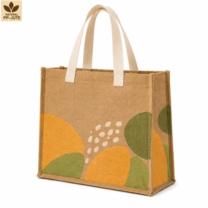 Custom Printed Laminated Natural Jute Grocery Tote Bag 36x40x15cm Reusable Wholesale OEM ODM Private Label Manufacturer Exporter - Product Image 1