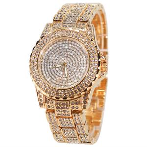 Reloj de Oro con Diamantes para Mujer, Analógico de Cuarzo, Pulsera de Lujo de 38 mm, Cierre Desplegable, Esfera con Pedrería - Product Image 1