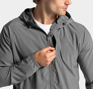 Veste coupe-vent grise pour homme, fermeture éclair, décontractée, printemps, vêtements de sport d'extérieur, coupe régulière, veste coupe-vent pour homme - Product Image 4