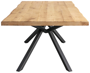 Table de cuisine et de salle à manger de style industriel, durable, en bois d'acacia massif, plateau rectangulaire à bords naturels, nouveau motif, pieds en métal - Product Image 4