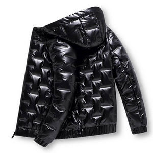 Chaqueta Acolchada Impermeable y Cortavientos para Hombre FITME SPORTS, Negra, con Capucha, Corte Ajustado, Cierre de Cremallera, Relleno Grueso de Poliéster, Estilo Casual de Invierno - Product Image 1