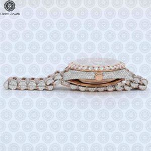 Charm Jewells Montre à quartz analogique de luxe en acier inoxydable pour femme, cadran rond de 38 mm, fermoir pliant incrusté de diamants - Product Image 4