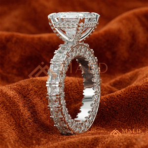 แหวนแต่งงานเพชรทรงเหลี่ยมมรกตทองคำโรสโกลด์ 14K คลาสสิก พร้อมวงแหวนเพชรทรงเหลี่ยมสำหรับผู้หญิง - Product Image 3