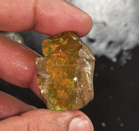 Opale d'Éthiopie Welo Fire 100% Naturelle de Qualité Supérieure, Pierre Précieuse Brute Fantaisie Effet Huile, Certifiée par un tiers, 34.89x25.23 35.14x28.41 mm
