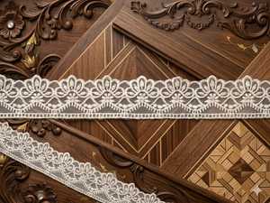 Hot Sale Premium <b>White</b> Vintage Crown Floral Organza <b>Lace</b> Trim - Glass Nylon Embroidered Border for Boutique Apparel, Bridal Wear - Product Image 4