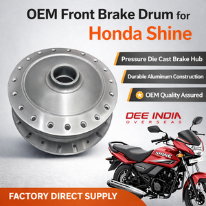 Tambour de frein avant moulé sous pression pour moto Honda Shine |   Moyeu de frein à tambour haute résistance |   Pièce de rechange OEM - Product Image 3