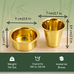 ชุดกาแฟกรองแบบดั้งเดิมทำจากทองเหลืองฝีมือช่างอินเดียใต้  ผิวมันเงา เหมาะสำหรับเป็นของขวัญและใช้ในบ้าน - Product Image 4