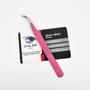 LUCKY LASH <b>TOOLS</b> Matte Color Stainless Steel Curved Shaped Eyelash Tweezers Comfort Grip <b>Smooth</b> Grip Sustainable Lash Tweezers - Product Image 3