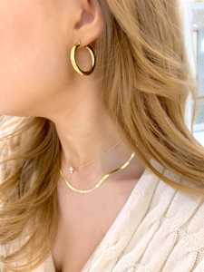 20 mm <b>Hoop</b> <b>Earrings</b> Thick Lightweight Hollow Tube Round Shape Classic Everyday Wear Luxury Huggies Latch Back 14k 18k <b>Solid</b> Gold - Product Image 2