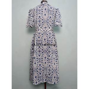 Vestido indio hecho a mano para mujer, de algodón ecológico, lavable, largo hasta el tobillo, estilo vintage, manga corta, estampado floral a mano. - Product Image 6