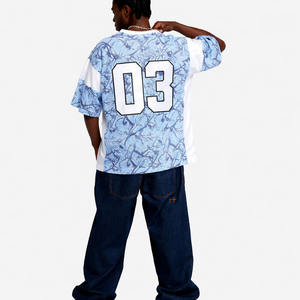 Camiseta Deportiva de Algodón Premium Oversize para Hombre, Estilo Hip Hop, Camuflaje RealTree Azul Claro, Jersey de Fútbol Americano Unisex OEM - Product Image 6
