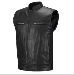 Chaleco de Motocicleta Ligero y Transpirable de Cuero Genuino para Hombre, Servicio OEM, Logotipo Personalizado, Chaleco de Otoño, Talla Grande, Ropa Exterior - Product Image 1