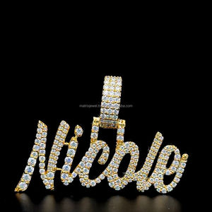 Totalmente helado Moissanite diamante personalizado cualquier letra nombre sólido chapado en oro único lujo personalizado encanto colgante regalo para ella él - Product Image 1