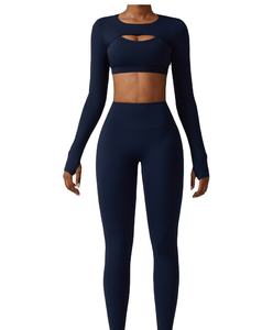 Women's <b>Plus</b> <b>Size</b> Three-Piece Workout Set Long Camisole Sports Bra Elastic Outdoor Running <b>Leggings</b> CrissCross Back Yoga - Product Image 1