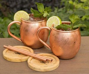 Copper <b>serving</b> mug <b>set</b> mountain retreat <b>beverage</b> cups handmade premium cocktail drink mugs durable finish - Product Image 1