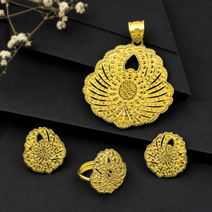 Wholesale 14K 18K 24K Gold Plated African Turkish Dubai Style Forming Pendant <b>Set</b> Ethiopian Eritrean Bridal Fashion Pendant <b>Set</b> - Product Image 2