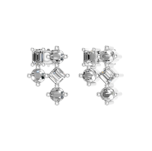 Pendientes de oro blanco de Plata de Ley 925, racimo de diamantes de corte princesa esmeralda a la moda para bodas, fiestas, compromisos finos - Product Image 2