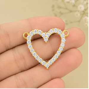 Women's 10K <b>Solid</b> <b>Gold</b> Custom Iced Open Heart Lab Grown Diamond <b>Pendant</b> Perfect Wedding Anniversary Gift Fine Jewelry Necklaces - Product Image 2
