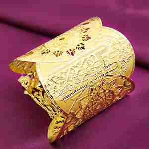 Wholesale Wide 14K 18K <b>24K</b> Dye <b>Gold</b> Plated Filigree Or Lattice Cuff <b>Bracelets</b>, Adjustable Cuff Kada, Fashion Cuff <b>Bracelet</b> Kada. - Product Image 1