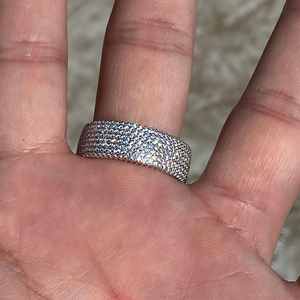 Anillo de Lujo con Inicial K, Moissanita, Plata Maciza, Chapado en Oro Amarillo, Joyería Hip Hop, Estilo Urbano Unisex - Product Image 3