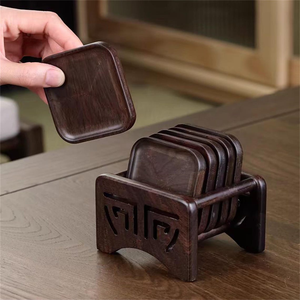Natural Solid Wood Tea Coasters Hand Carved Wooden Drink Coasters Simple Modern <b>Table</b> <b>Protectors</b> for Tea Coffee Cups Mugs - Product Image 5