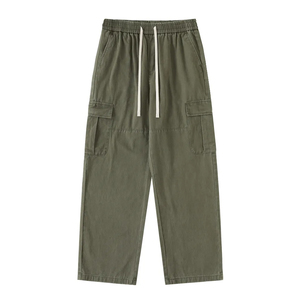 Pantalones Cargo para Hombre, Delgados, Multibolsillos, Corte Recto, Lavados, con Borde Crudo, Casuales, para las Cuatro Estaciones - Product Image 1