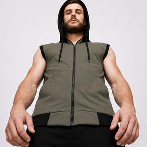 Men Sleeveless Gym Hoodie Full <b>Zip</b> <b>Hooded</b> Workout Vest OEM Lightweight Breathable Quick Dry Fitness Training 100% Cotton Slim - Product Image 6