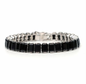 Black Onyx Stone <b>Charm</b> Bracelet 925 Sterling Silver Gold Plated Elegant Gemstone Fine Jewelry for Women & Unisex Party Occasion - Product Image 2