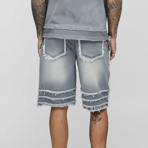 Pantalones Cortos de Mezclilla Rotos para Hombre, Cintura Media, Elásticos, con Cordón Ajustable, Casuales, con Logotipo en la Parte Trasera - Product Image 2