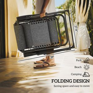 Black <b>Foldable</b> Zero Gravity Recliner <b>Chair</b> with Cup Holder <b>Cushion</b> for Outdoor Patio Furniture - Product Image 5