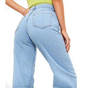 Jean en denim pour femme de qualité supérieure, coupe droite, taille haute, ample, hiver, séchage rapide, design tendance, fermeture éclair - Product Image 2