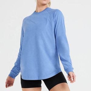 Women's Mint <b>Green</b> Long Sleeve Crew Neck Raglan T-Shirt Loose Fit Quick Dry Jersey Fabric Spring Summer Casual Wear - Product Image 4