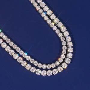 เครื่องประดับฮิปฮอปสุดหรู เงินแท้ 925 ประดับเพชรโมอิสซาไนต์ VVS แบบคลัสเตอร์ สร้อยข้อมือและสร้อยคอแบบเทนนิสสำหรับผู้ชายและผู้หญิง - Product Image 3