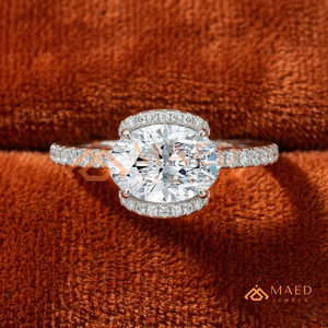 925 Sterling Silver Oval Cut Moissanite Halo Engagement Ring Pave Wedding Band Luxury Bridal Jewelry <b>Gift</b> for Women USA Trending - Product Image 1
