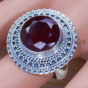 แหวนเงินแท้ 925 ประดับพลอยทับทิม แหวนวงใหญ่ งานแฮนด์เมด ราคาขายส่ง เครื่องประดับเงิน - Product Image 2